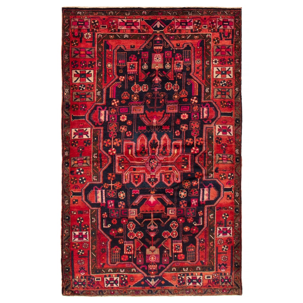 ECARPETGALLERY Hand-knotted Anadol Navy, Red Wool Rug - 4'11 x 7'10