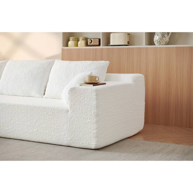 Modular Sectional Sofa with L-Shape Chaise, Chenille Upholstered Cloud Sofa, Corner Deep Seat Sofa with 5 Throw Pillows