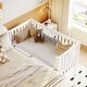 preview thumbnail 4 of 12, Toddler Bed Crib with Safety Guardrail and Drawers and 3 Height Options for Boys Girls, Wooden Slat Support Easy Assembly, White