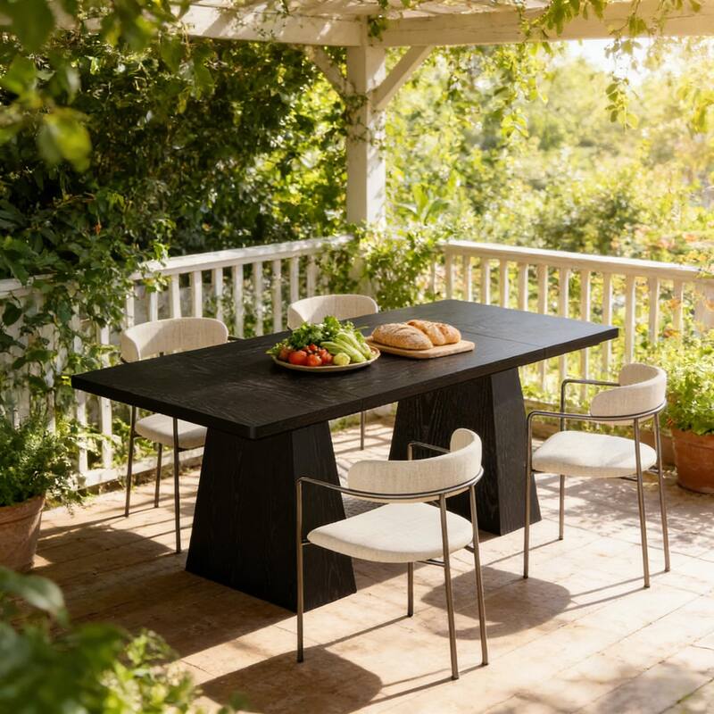 Dining Table for 6, Kitchen Table with Thick Tabletop, Wood Home Office Table Meeting Table Computer Table