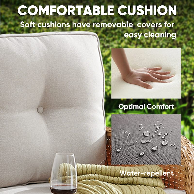 Outdoor Patio Loveseat Sofa with Coffee Table