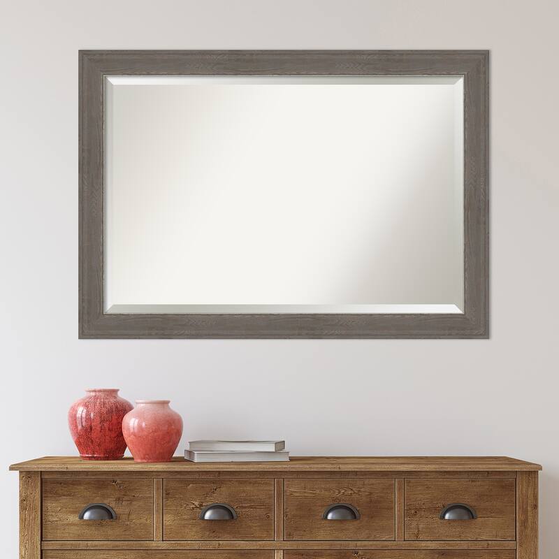 Beveled Bathroom Wall Mirror - Alta Brown Grey Frame - Alta Brown Grey
