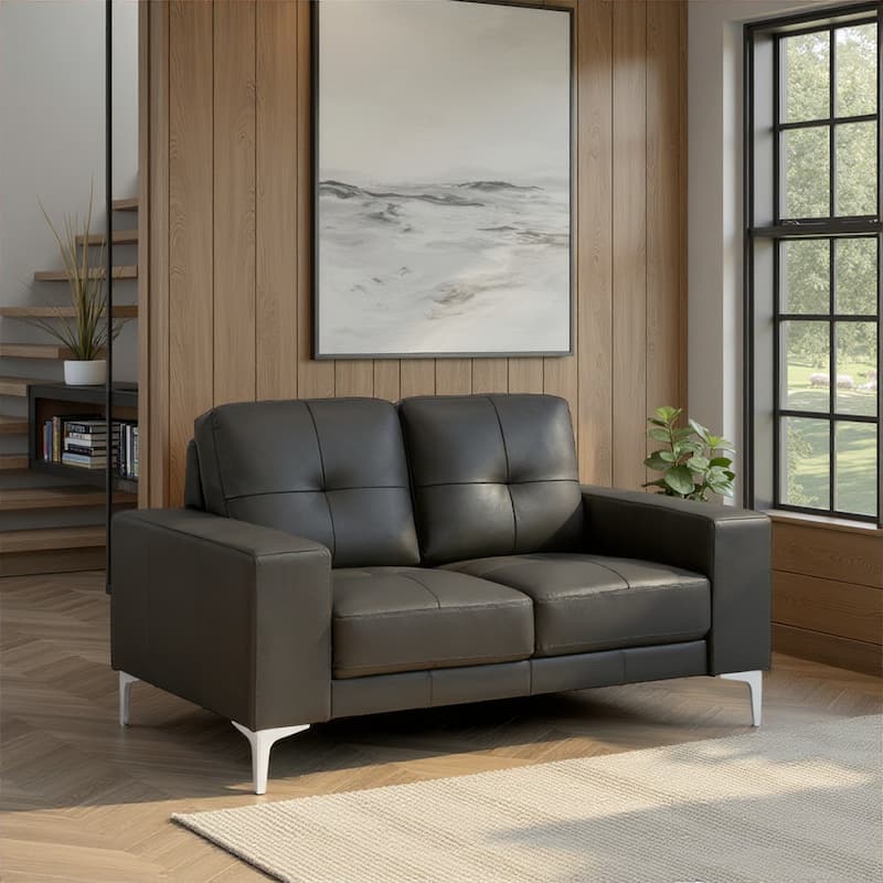 Faelin 79" Modern Sofa Loveseat, Top Grain Leather Couch with Removable Cushions - Loveseat - Cola