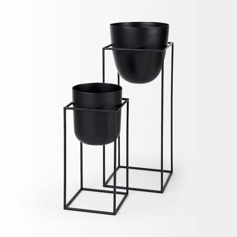 Bumble Black Metal Plant Stands (Set of 2)