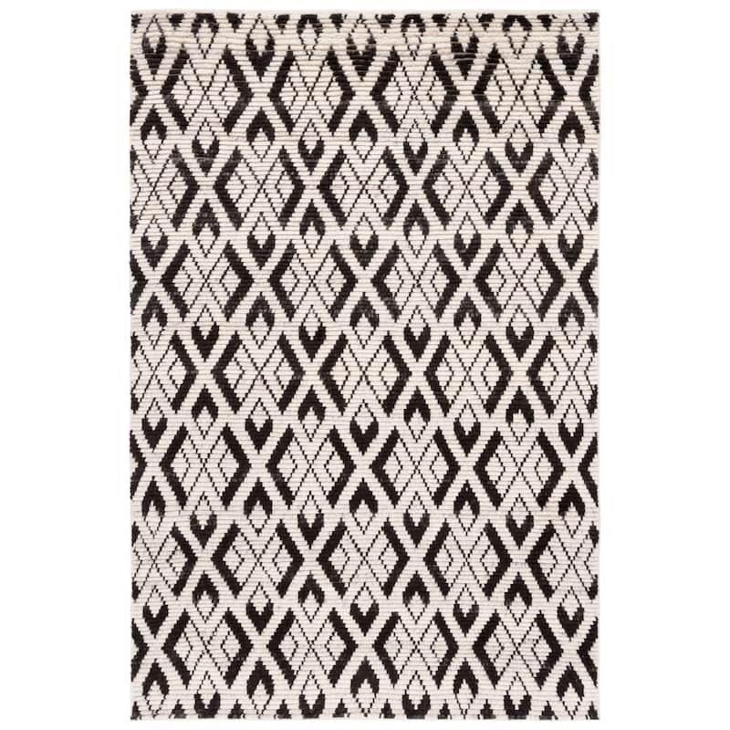 SAFAVIEH Hand-Knotted Tibetan Galina Modern Wool Rug - 5' x 8' - Ivory/Black