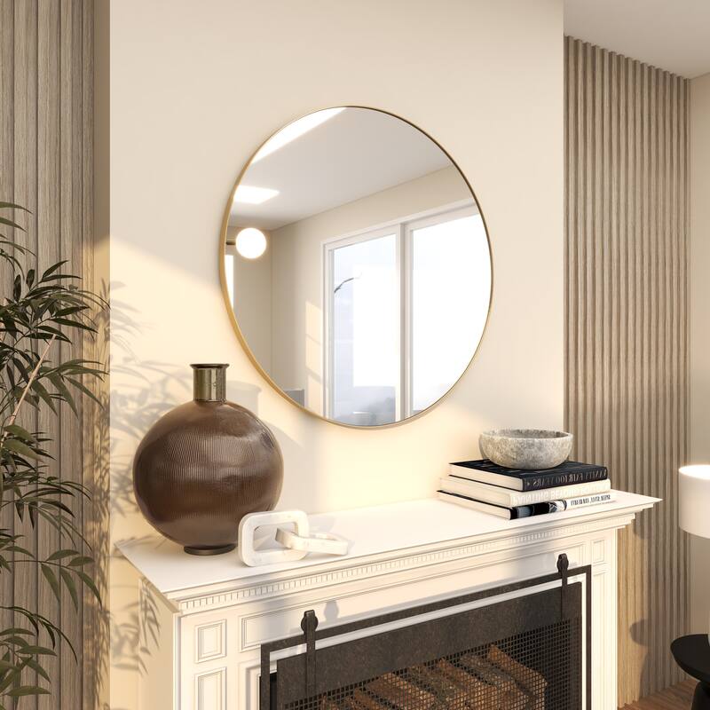 Black, White or Gold Wood Wall Mirror with Thin Frame