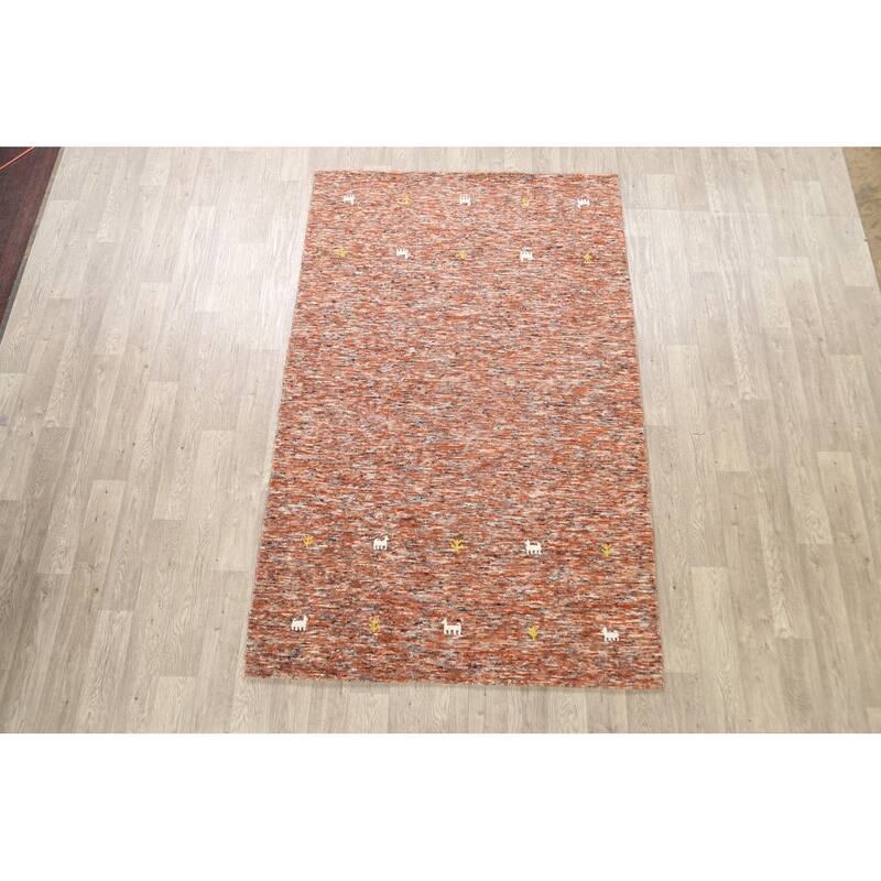 Hand Knotted Oriental 100% Wool Carpet Tribal Abstract Multi-Colored Gabbeh Area Rug - 8' 0'' X 5' 1''