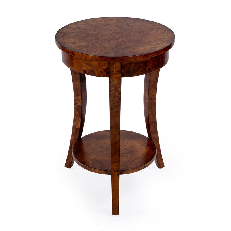 Holdin Round Burl Wood 18"W Side Table