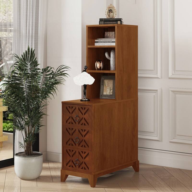 Versatile End Table with Multiple Storage Options and Stylish Design - Natural