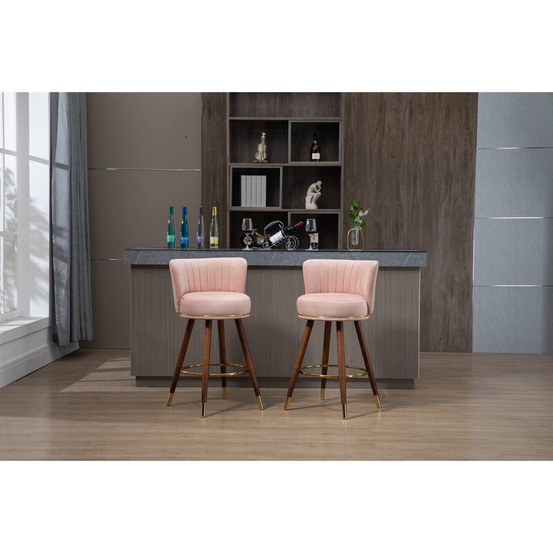Counter Height Bar Stools Set of 2 for Kitchen Counter Solid Wood Legs
