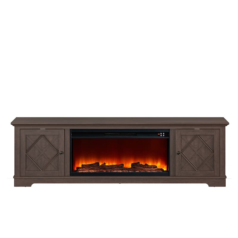 78" TV Stand with 36" Fireplace for up to 400sq ft - 78"W x 23.5"H x 15.5"D