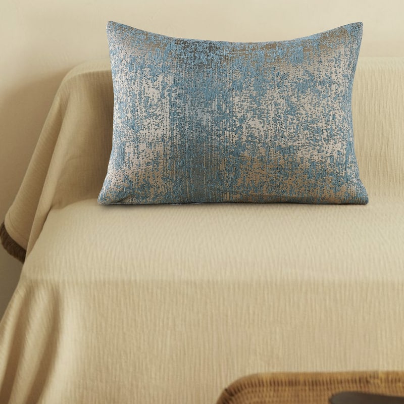 2-Piece Jacquard Chenille Zippered Lumbar Pillow Cover Set