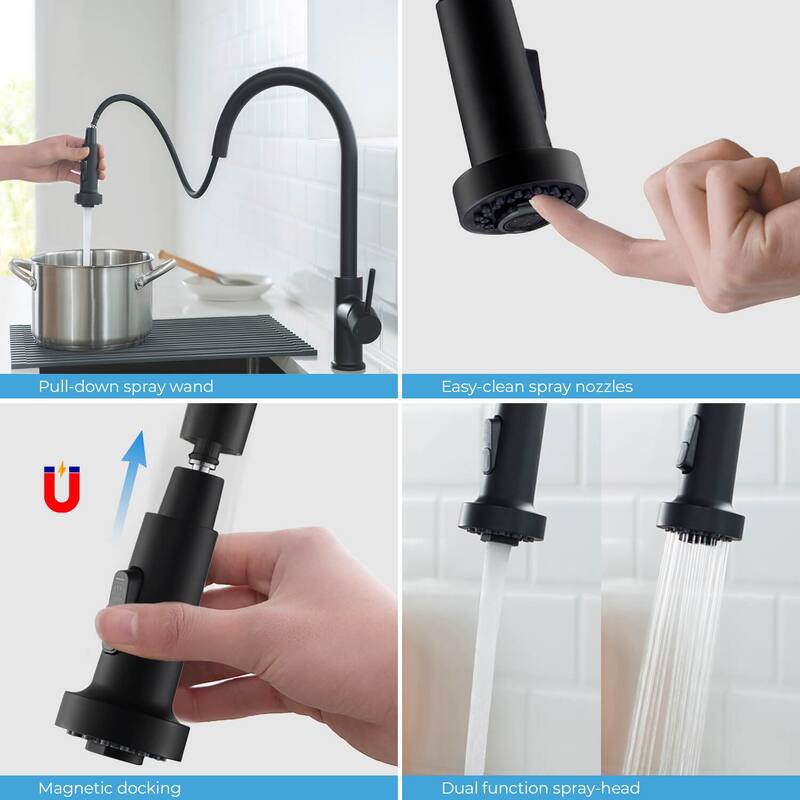 Lead Free Solid Brass Single Level Pull Down Kitchen Faucet with Sprayer
