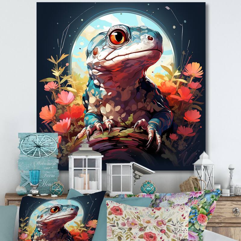 Designart "Salamander Reptile Portrait II" Reptile/Amphibian Wall Art - Modern Canvas Wall Decor For Home