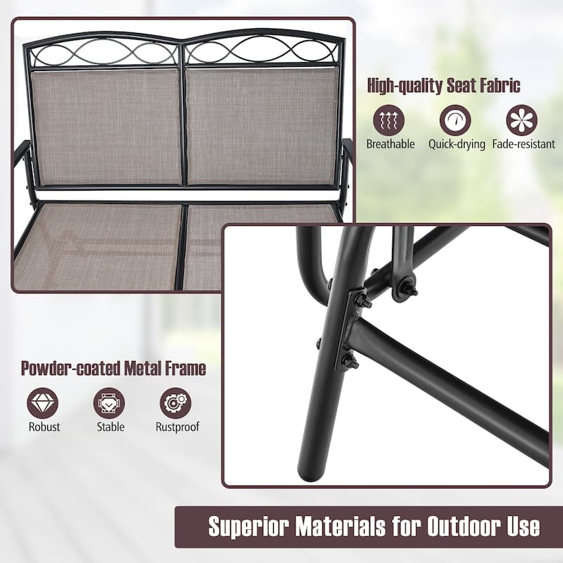 Gymax 2 PCS Patio Glider Conversation Set Outdoor Loveseat Glider
