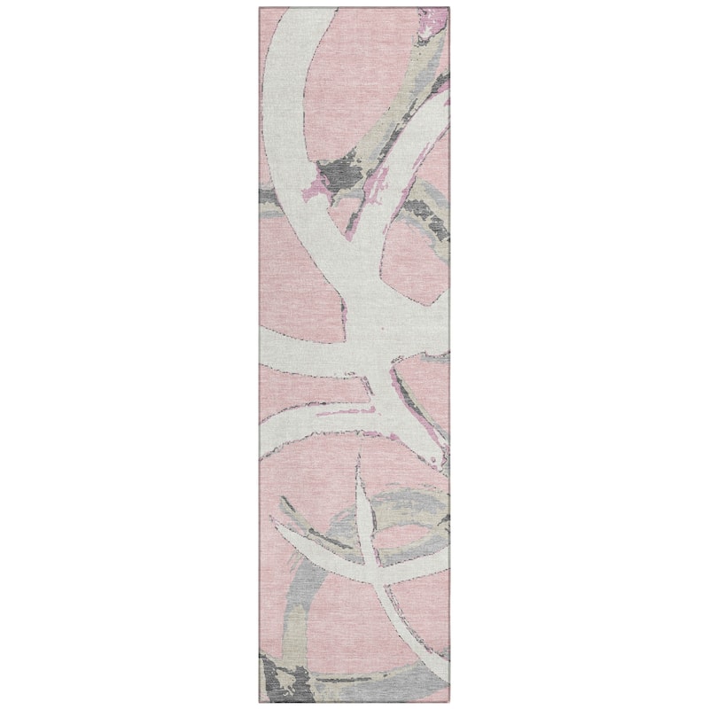 Machine Washable Indoor/ Outdoor Abstract Contemporary Chantille Rug