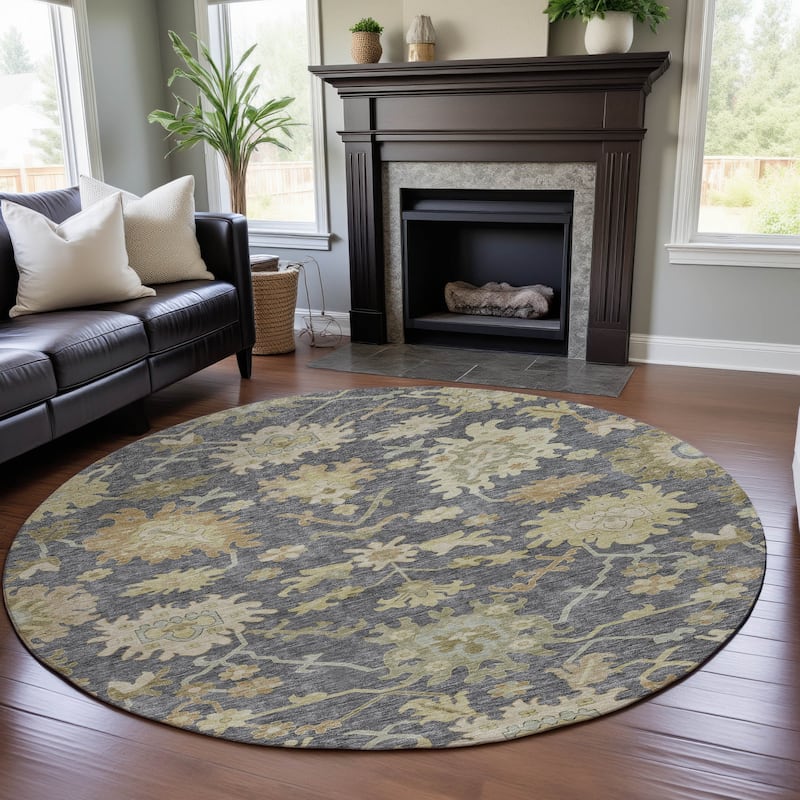 Premium Washable Super Soft Traditional Persian Mayfield Rug - Gray - 8' x 8'