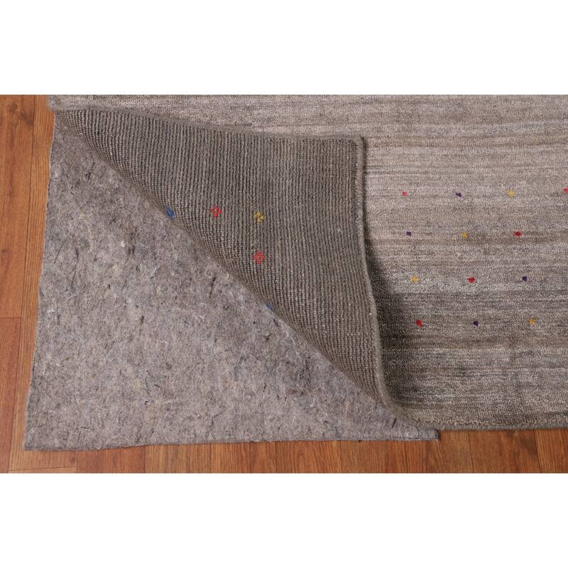 Earth Tone Gabbeh Square Area Rug Silk Carpet - 10'1" X 9'10"