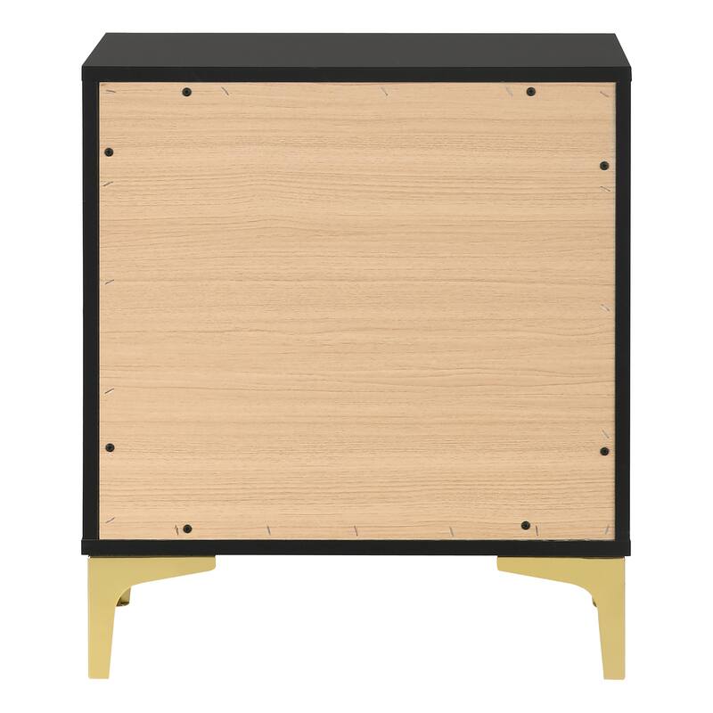 Lexie Black and Gold 2-Drawer Rectangular Nightstand