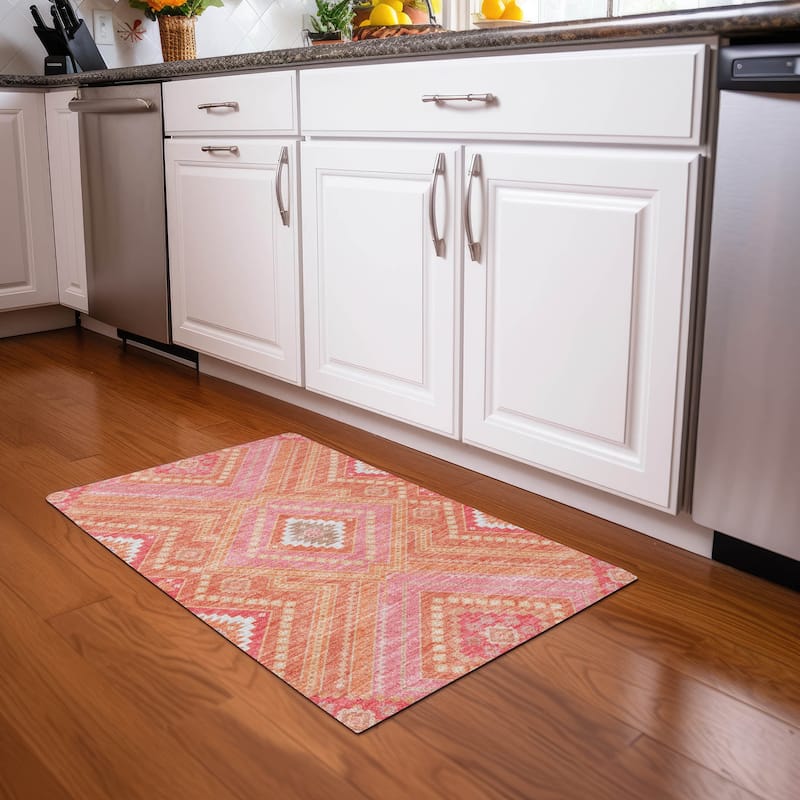 Machine Washable Indoor/ Outdoor Global Boho Chantille Rug