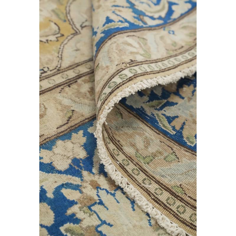 Hand Knotted Oriental 100% Wool Carpet Traditional Floral Yellow & Gold Kerman Area Rug - 13' 5'' X 9' 3''