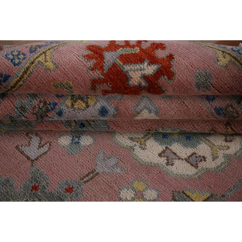All-Over Pink Oushak Oriental Area Rug Handmade Wool Carpet - 8'1"x 9'11"
