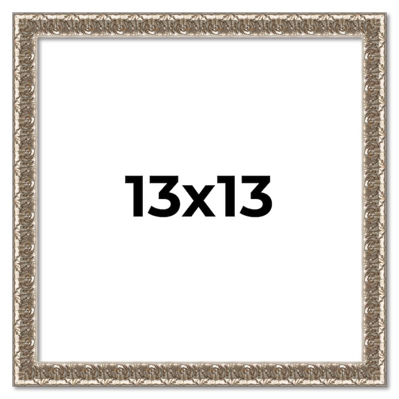 13x13 Frame Silver Versailles Ornate Solid Wood Picture Frame | 1 Inch