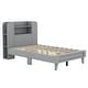 preview thumbnail 4 of 7, Grey Platform Bed, Bookshelf Headboard, Space-Saving Design, Sturdy Construction