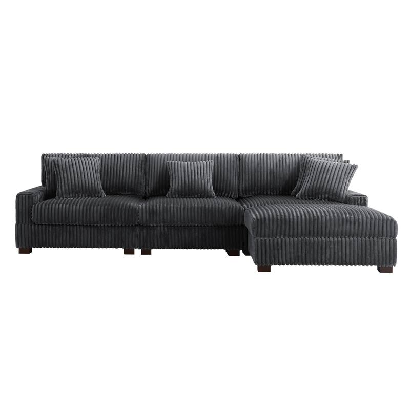 118.3" W Upholstered Sectional Modular Sofa with Ottoman
