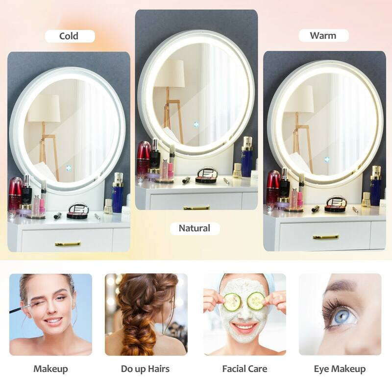 Vanity Dressing Table Set with 3 Lighting Modes - 31.5" x 16" x 52" (L x W x H)