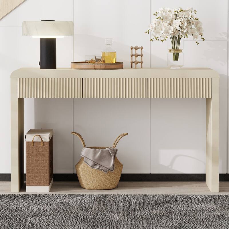 Rustic Fluted-Front Console Table with Hidden Storage by Harper&Bright Designs