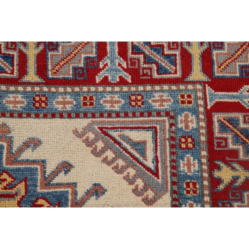 Beige / Ivory Kazak Accent Rug Hand-Knotted Wool Carpet - 4'1" x 5'10"