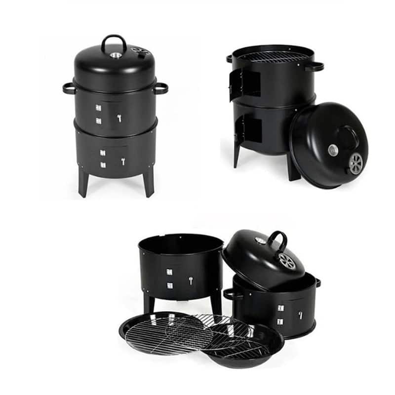 Outdoor Double-layer Grill Charcoal Braising Smoking Stove