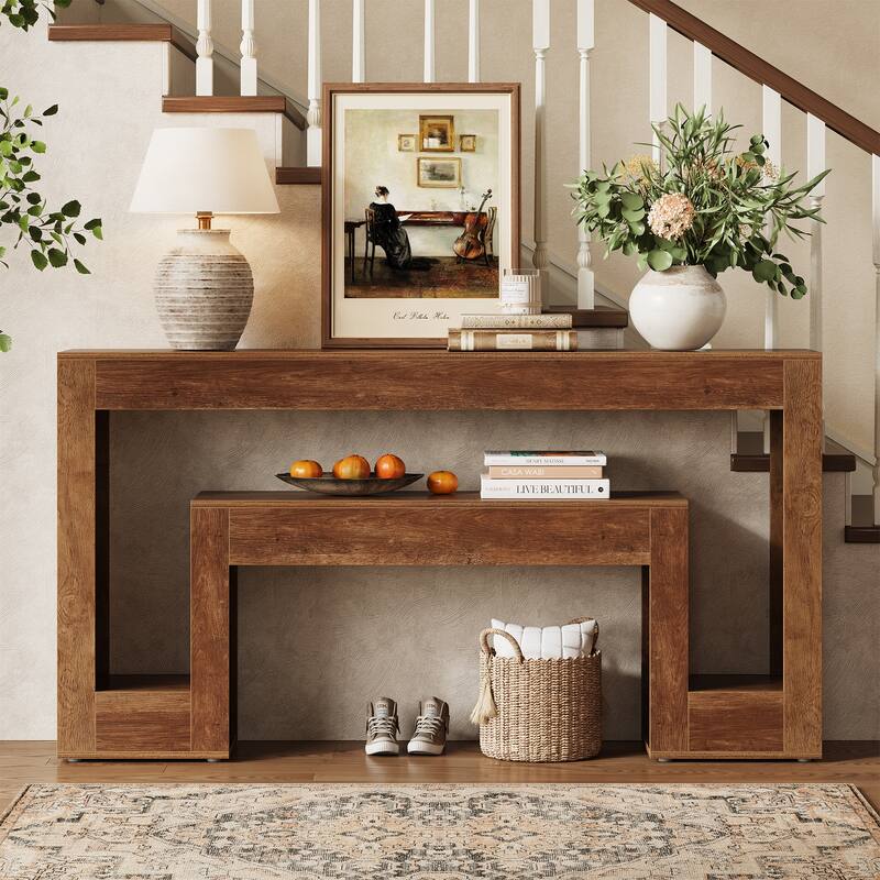 63"Console Table For Entryway，2-Tier Entryway Console Table