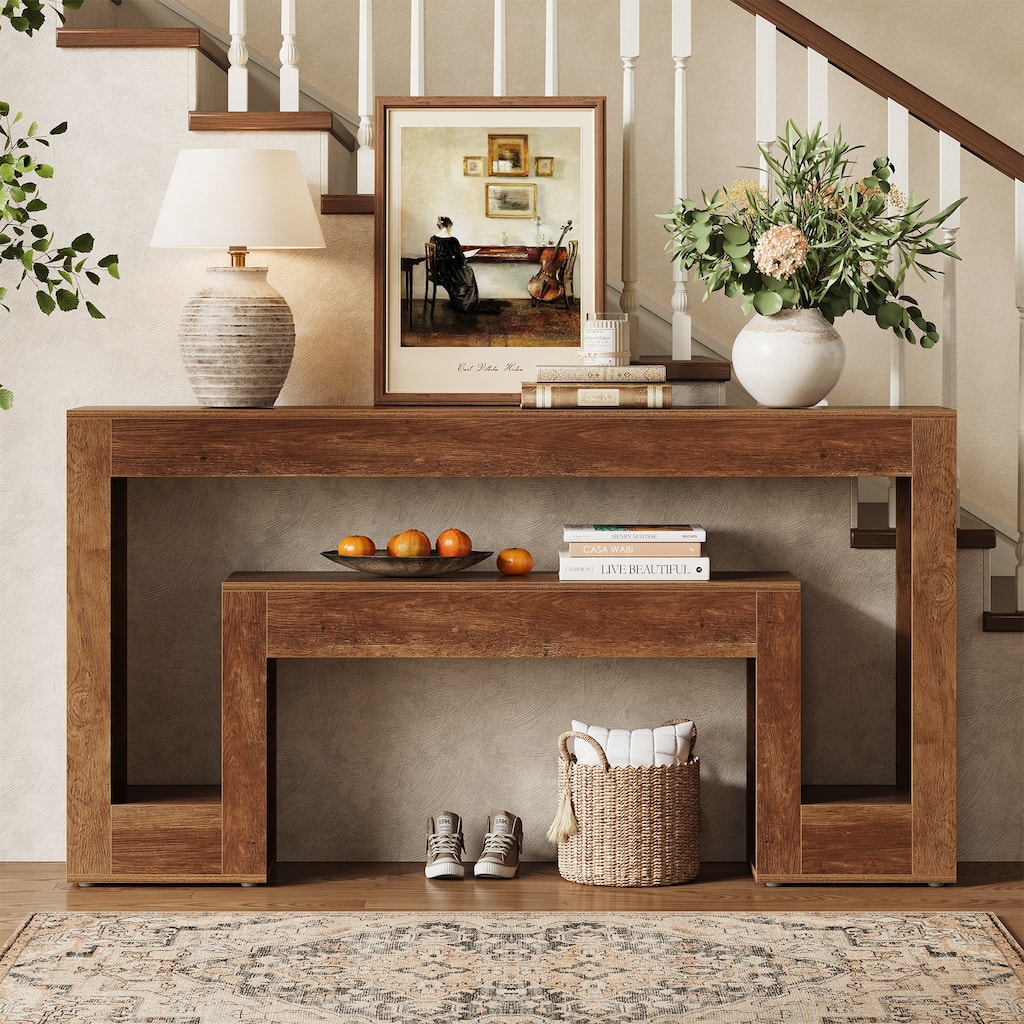 63"Console Table For Entryway，2-Tier Entryway Console Table