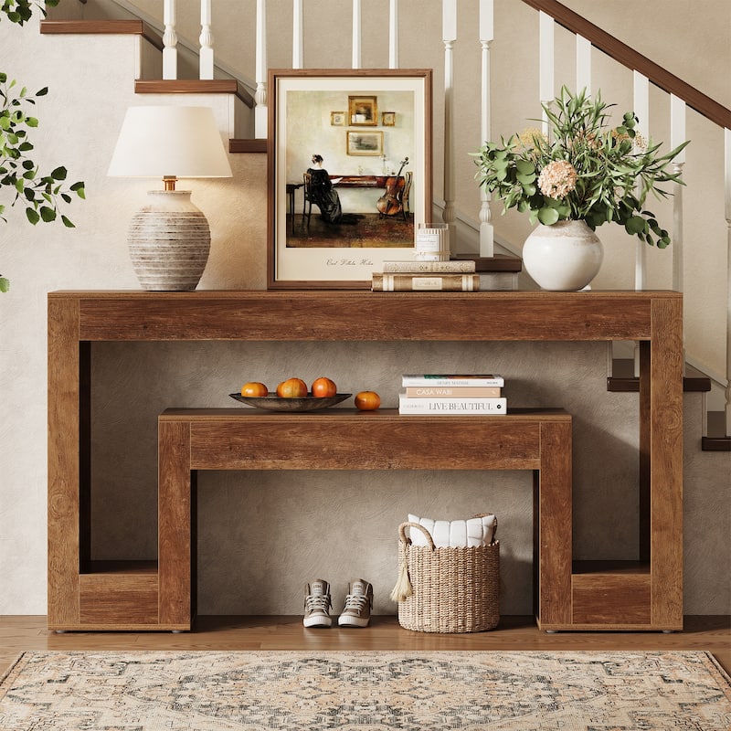 63"Console Table For Entryway,2-Tier Entryway Console Table