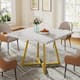 Small Dining Table for 4, 31.5 Inches Industrial Dinner Table with Metal Base - Square - Gold