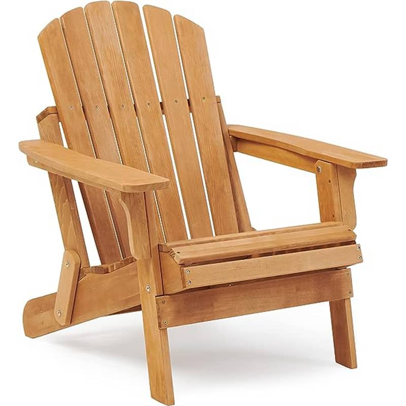 Wooden Outdoor Folding Adirondack Chair Wood Lounge Patio Chair, Set of 2.