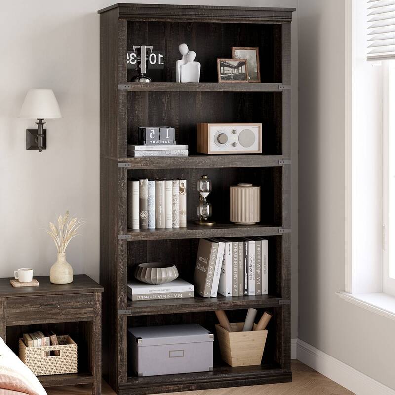 Standing Bookcase with 5 Tier Storage Open Shelves
