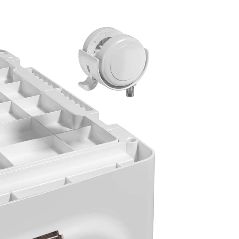 Javlergo 2-Tier White Foldable Stackable Narrow Storage Bins ABS Waterproof Storage Cabinet for Living Room Bedroom Bathroom