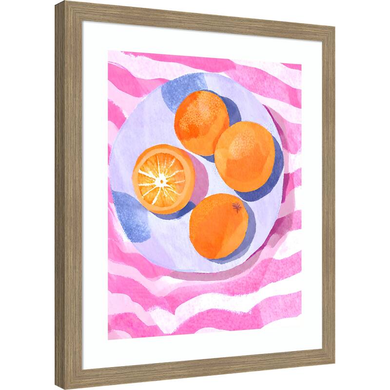 Orangen auf Teller by Ohkimiko Wood Framed Wall Art Print
