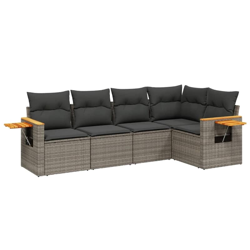 vidaXL Patio Sofa Set with Cushions Outdoor Conversation Furniture Poly Rattan
