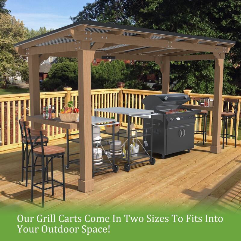 VEIKOUS Outdoor Patio Grilling Backyard BBQ Grill Cart with Stainless Steel Top