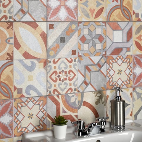 SomerTile Hidraulico 13" x 13" Ceramic Floor and Wall Tile