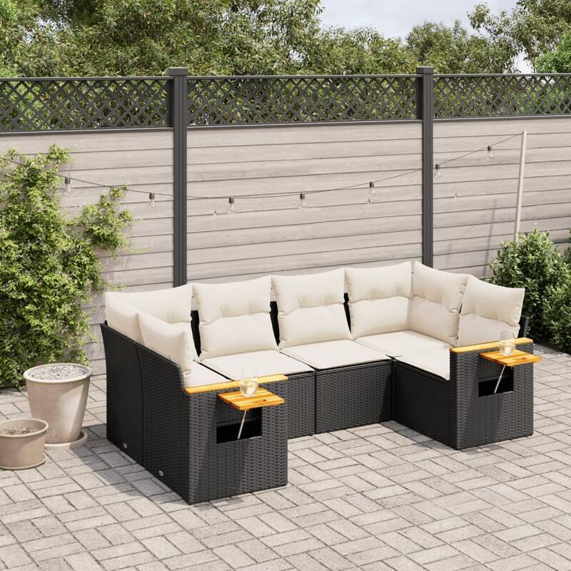 vidaXL Garden Sofa Set Black, Cream White - 24.4 x 24.4 x 27.2 in