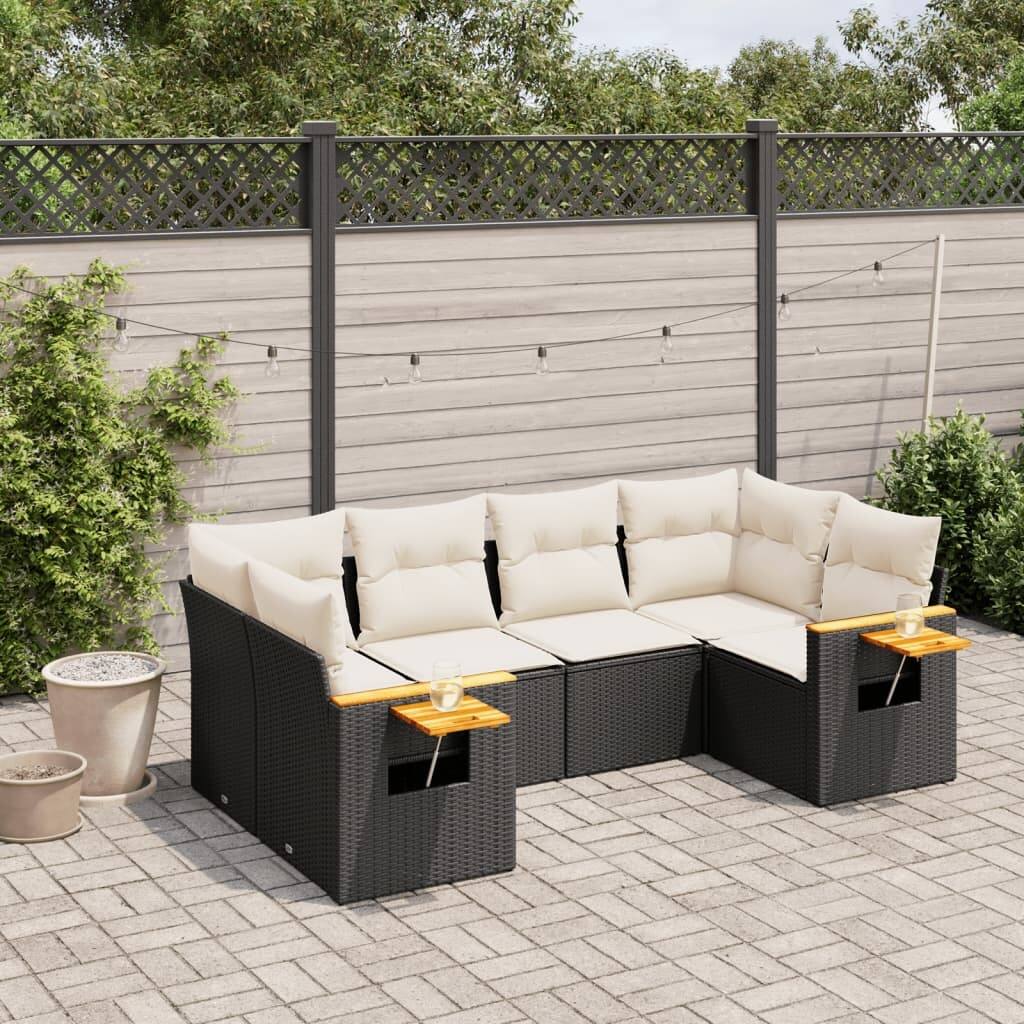 vidaXL Garden Sofa Set Black, Cream White - 24.4 x 24.4 x 27.2 in