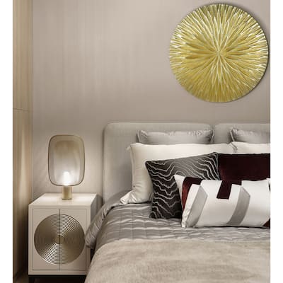 HUJI Golden Pine Wood Carving Plate Wall Decor