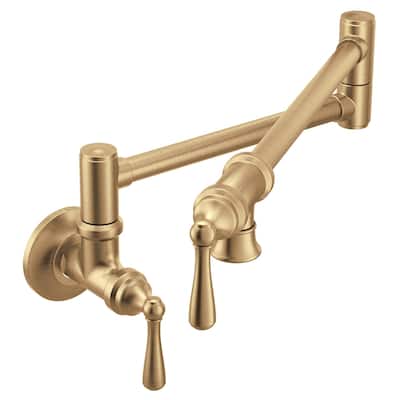 Moen Traditional Pot Filler Double Handle Wall Mount Kitchen Pot