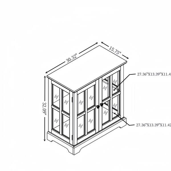 dimension image slide 2 of 3, GDFStudio - Traditional Storage Curio Cabinet with Tempered Glass Doors and Lighted Display