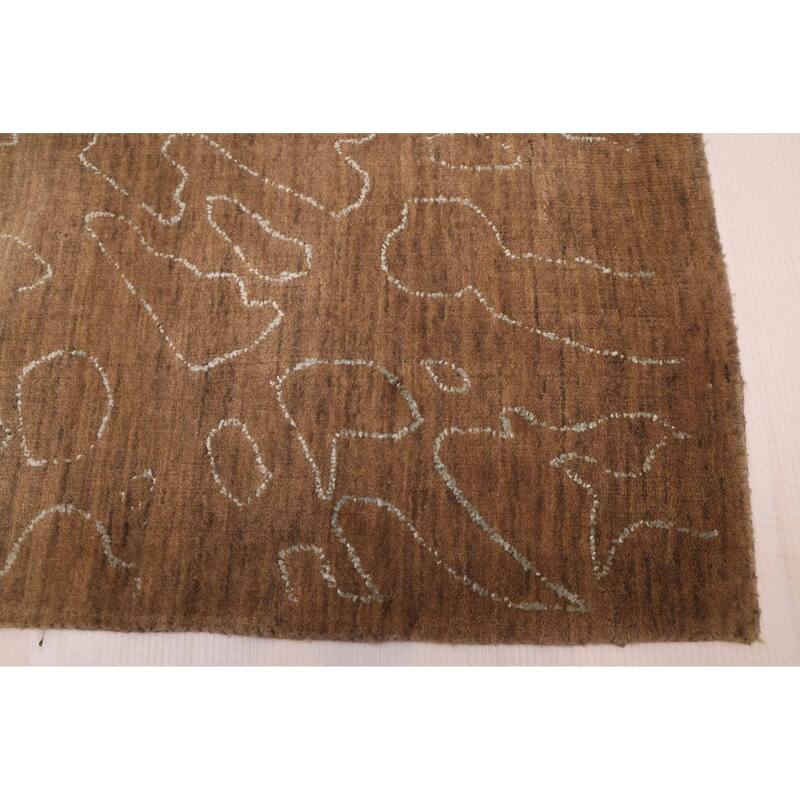 ECARPETGALLERY Hand Loomed Loreto Brown Viscose, Wool Rug - 5'5 x 7'7